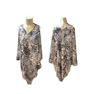 Chico's Lavender and Gray Animal Print Fringe Wrap